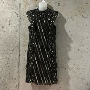 Worthington Black and Gold Ruffled Party Dress -Size 2